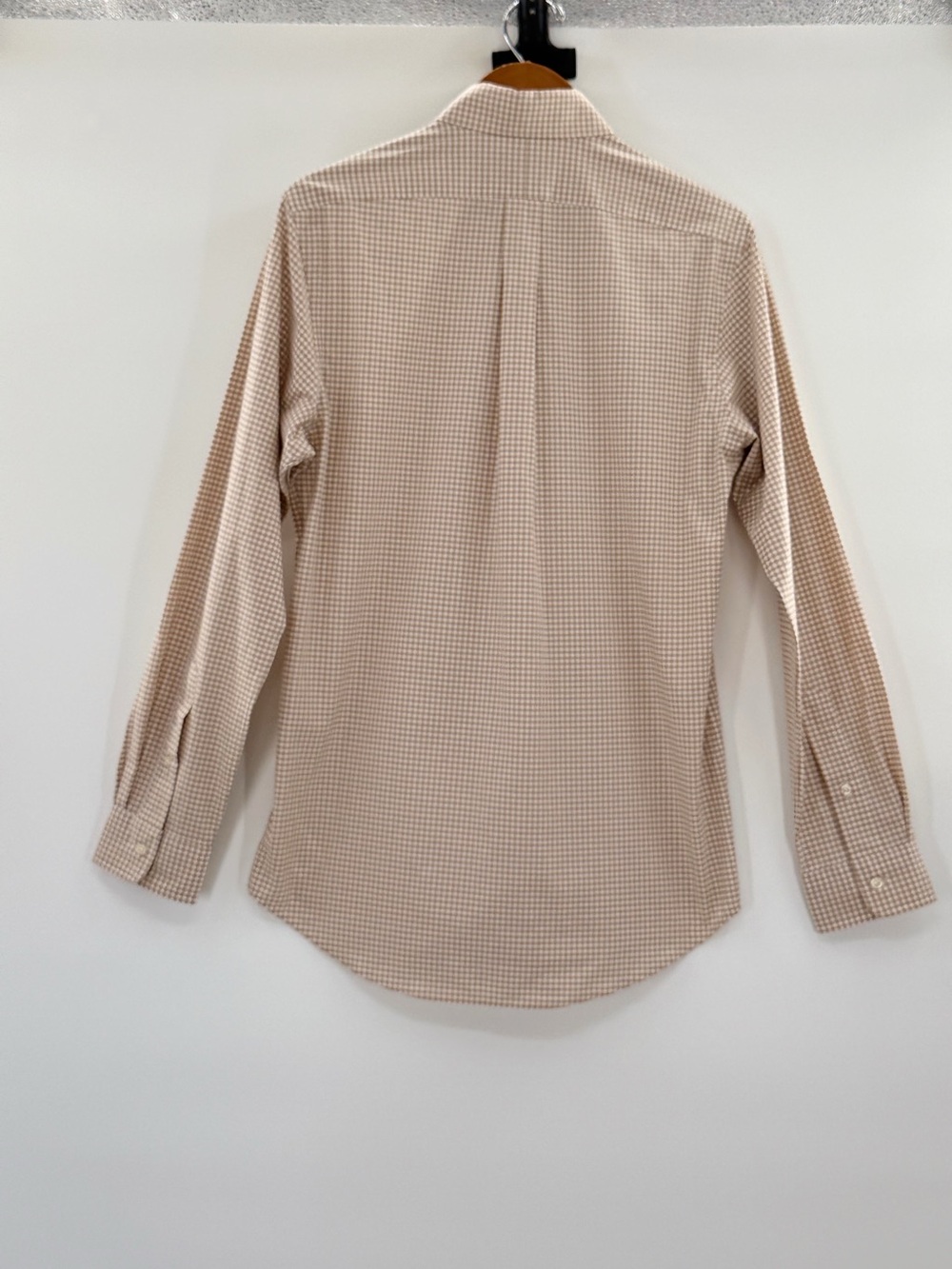 Polo Ralph Lauren Classic Fit Gingham Button Down Shirt Small Khaki Stretch - Picture 8 of 10